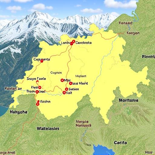 Interactive map of the Swiss Alps showing key locations