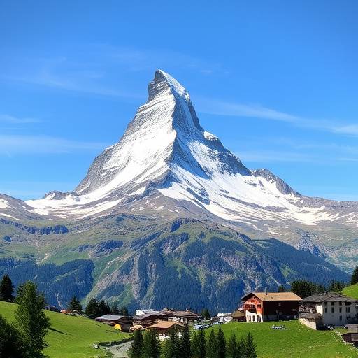 Scenic view of Matterhorn mountain in Zermatt, Switzerland, during summer.