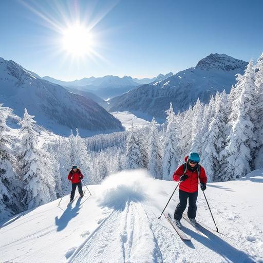 Skiers descending a powdery slope in Zermatt during a winter tour.